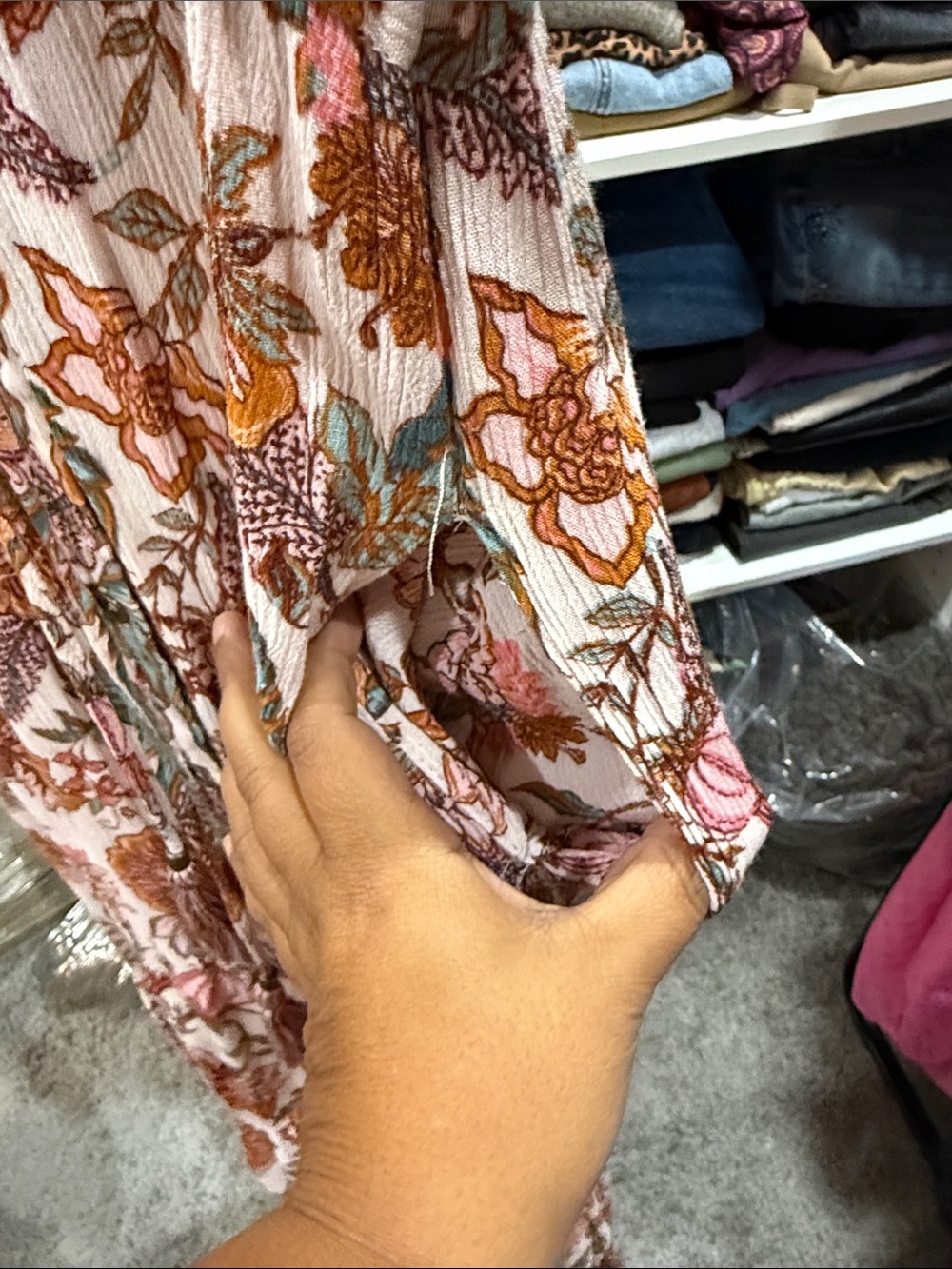 Knox Rose Multi-Color Floral Button-Front Maxi Dress XS pockets Oversized Draws - Picture 5 of 7